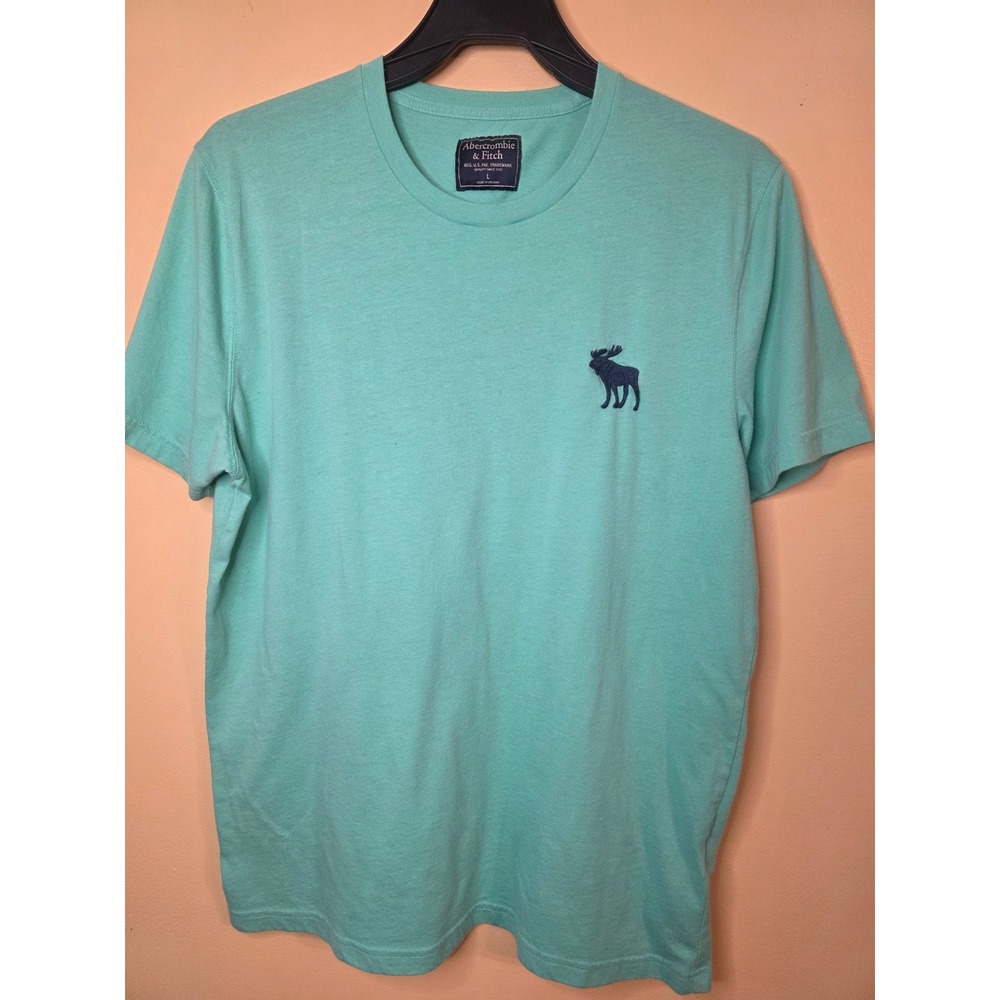 Abercrombie & Fitch Mens Short Sleeve Moose Logo T-Shirt Mint Green Large